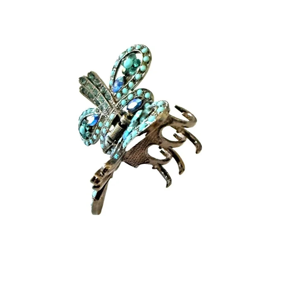 Vintage  Touch of Turquoise Jeweled Hair Jaw